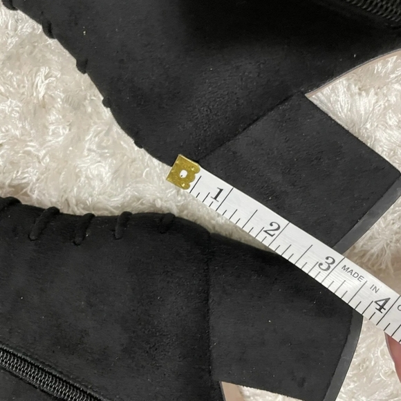 ALDO Adessi Over Knee Thigh High Block Heel Bow Tie Zip Black Suede Boots 8.5/39 - Picture 5 of 13